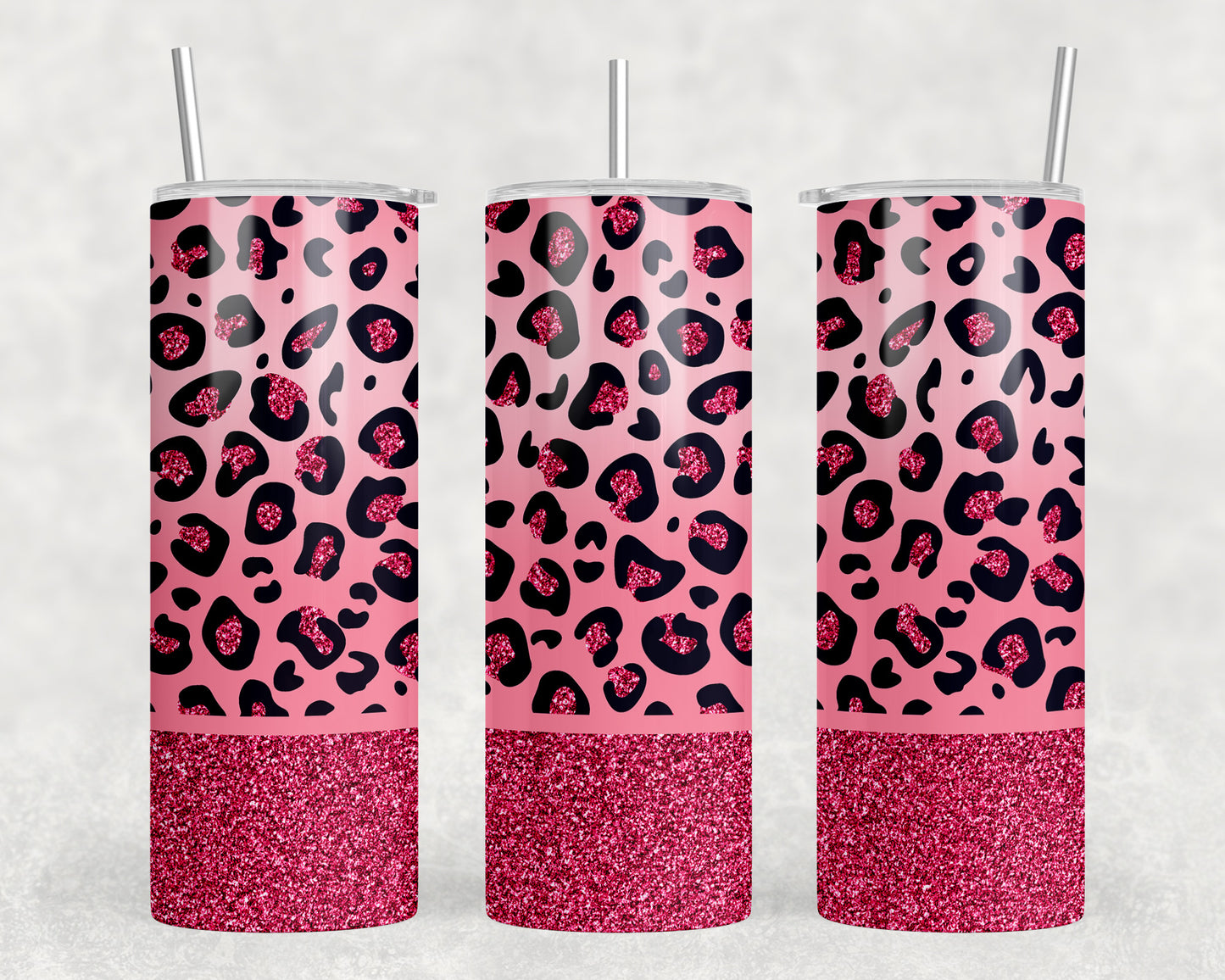 Pink Leopard Print 20oz Skinny Tumbler - 1358