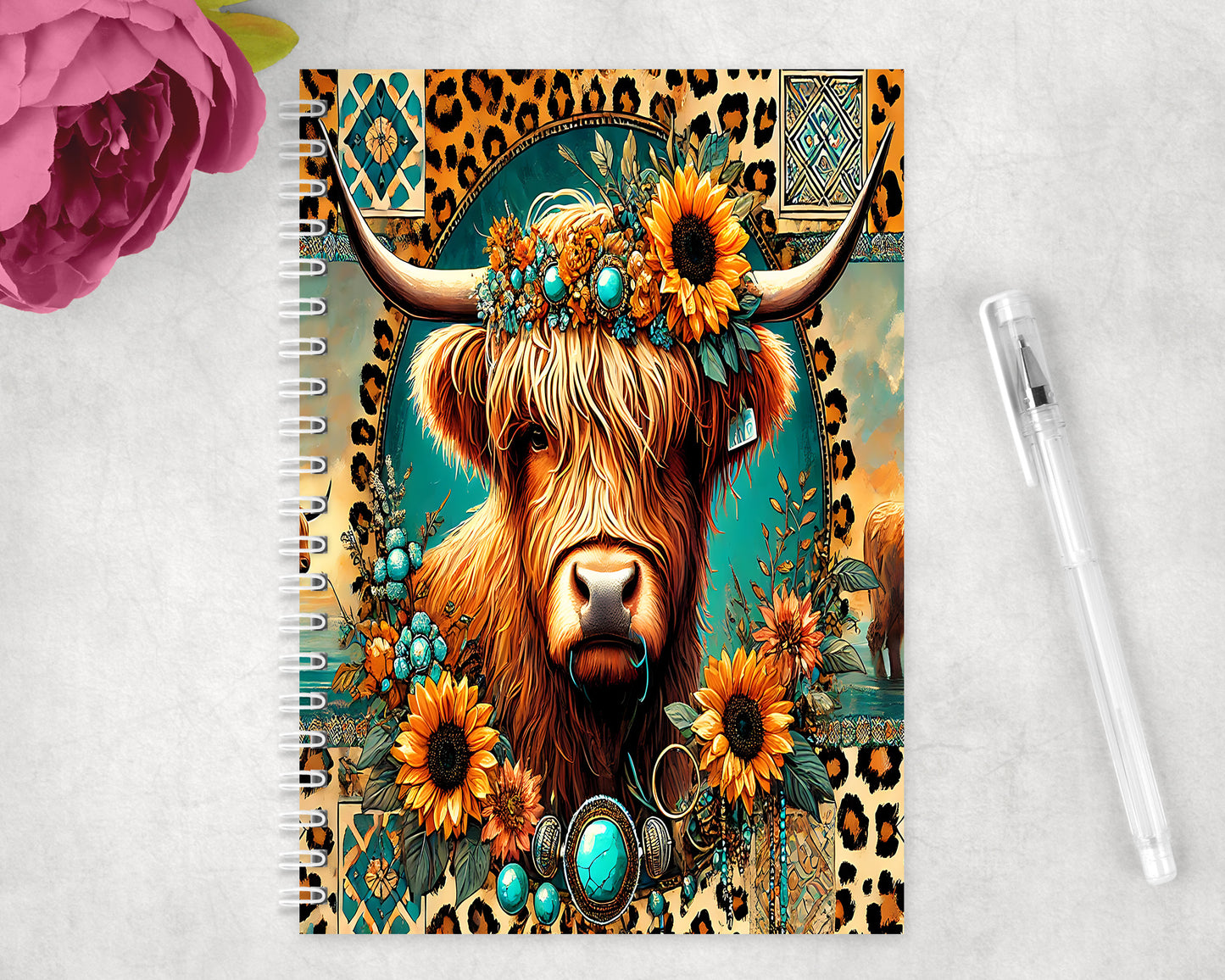 Highland Cow Spiral Lined A5 Journal - 135