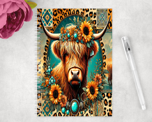 Highland Cow Spiral Lined A5 Journal - 135