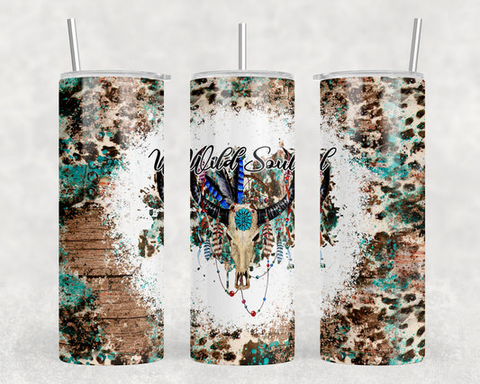 Western Wild Spirit Skull 20oz Skinny Tumbler - 1372