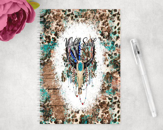 Western Wild Spirit Skull Spiral Lined A5 Journal - 1372