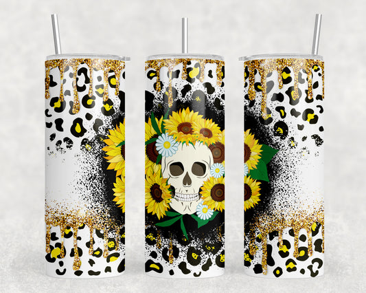 Sunflower Skull 20oz Skinny Tumbler - 1374