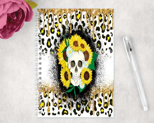 Sunflower Skull Spiral Lined A5 Journal - 1374