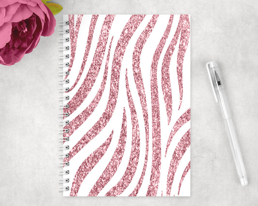 Pink Zebra Print Spiral Lined A5 Journal - 1376