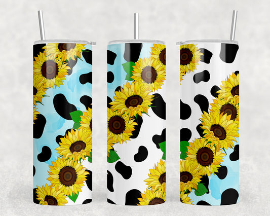 Cow Print Sunflowers 20oz Skinny Tumbler - 1377