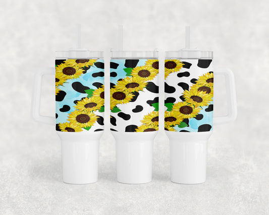 Cow Print Sunflowers 40oz Tumbler - 1377