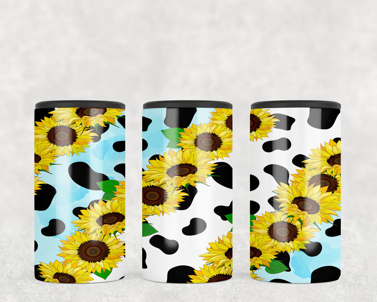 Cow Print Sunflowers 5-in-1 Can Hugger Tumbler - 1377