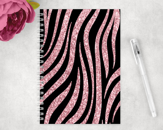 Pink Zebra Print Spiral Lined A5 Journal - 1379