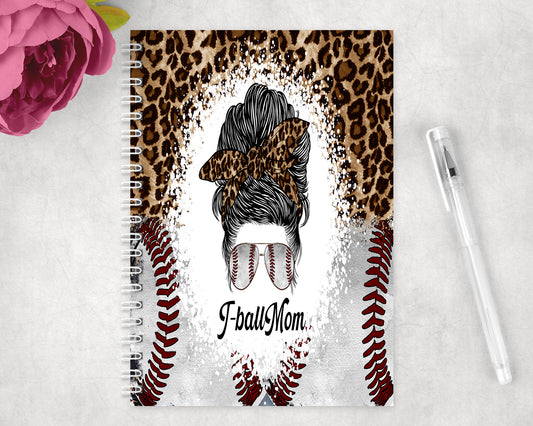 Leopard Print T Ball Mom Spiral Lined A5 Journal - 1385