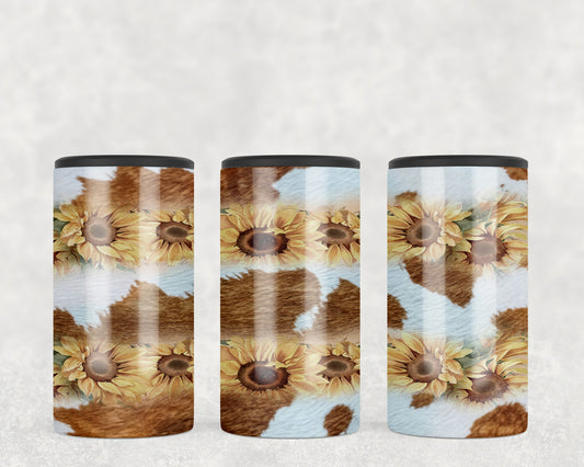 Printed Cowhide Sunflowers 5-in-1 Can Hugger Tumbler - 1386