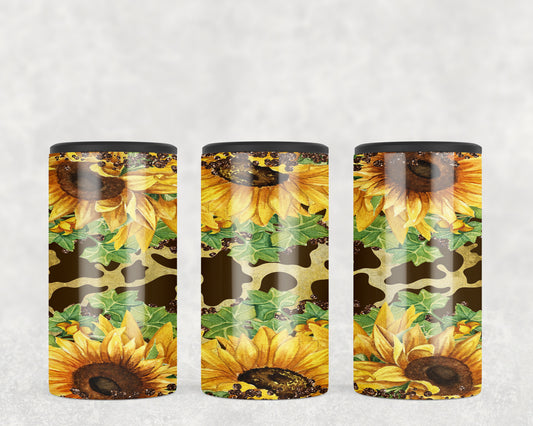 Printed Cowhide Sunflowers 5-in-1 Can Hugger Tumbler - 1391