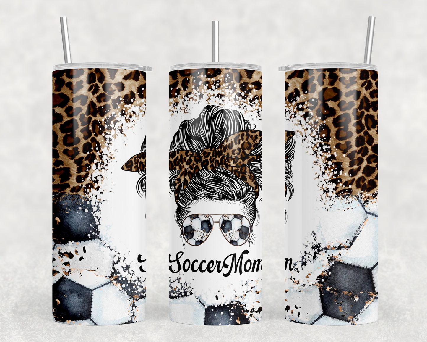 Leopard Print Soccer Mom 20oz Skinny Tumbler - 1396