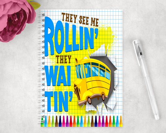 Funny Bus Driver Spiral Lined A5 Journal - 1399