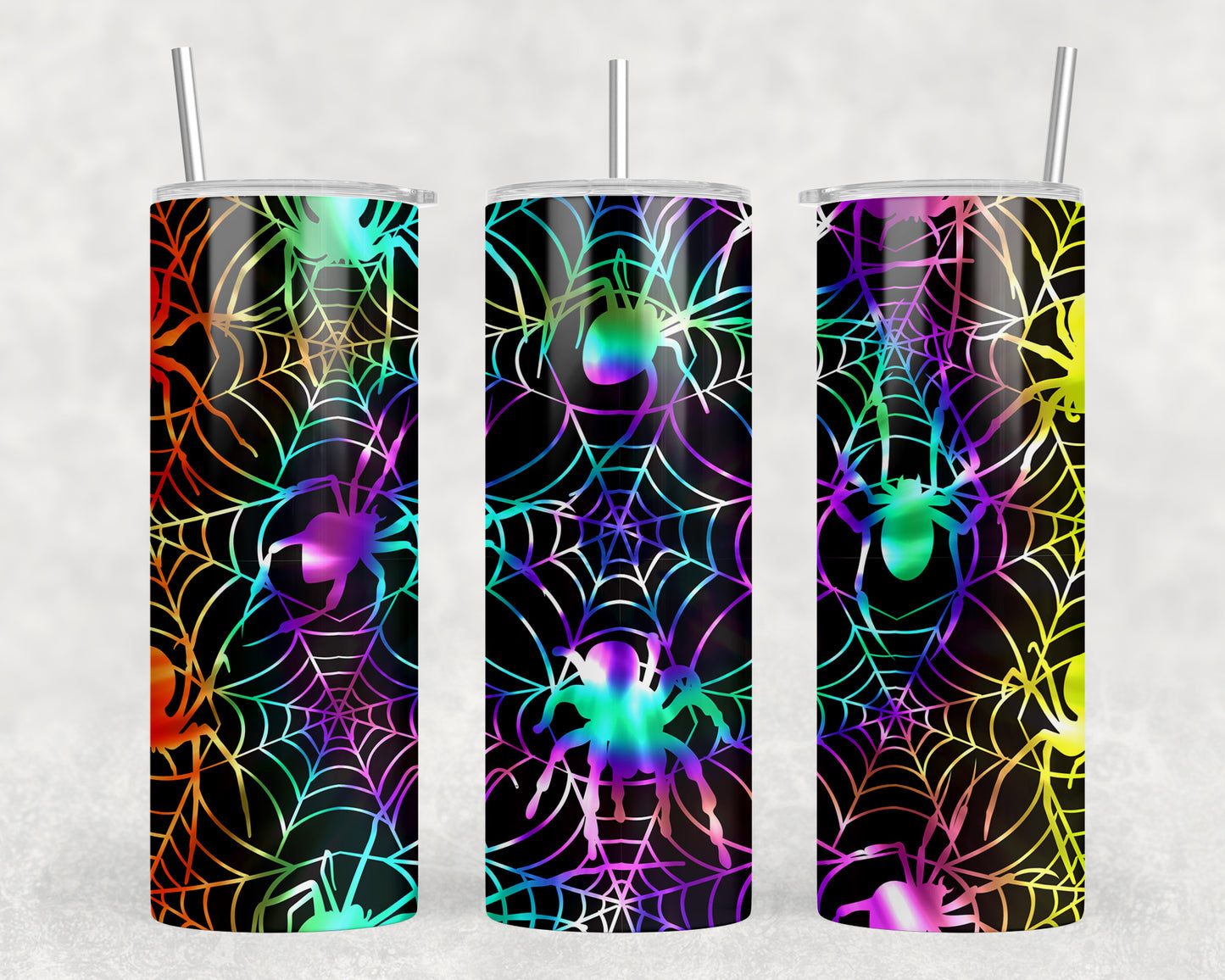 Halloween Neon Spiders 20oz Skinny Tumbler - 1400