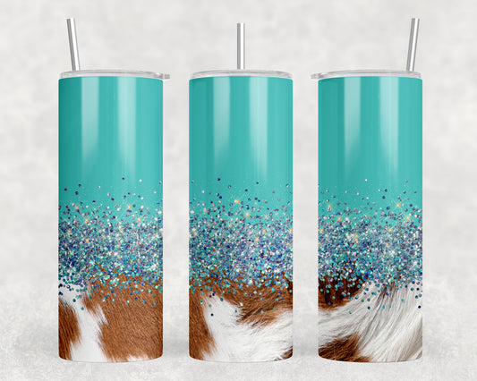 Blue Printed Cowhide 20oz Skinny Tumbler - 1405