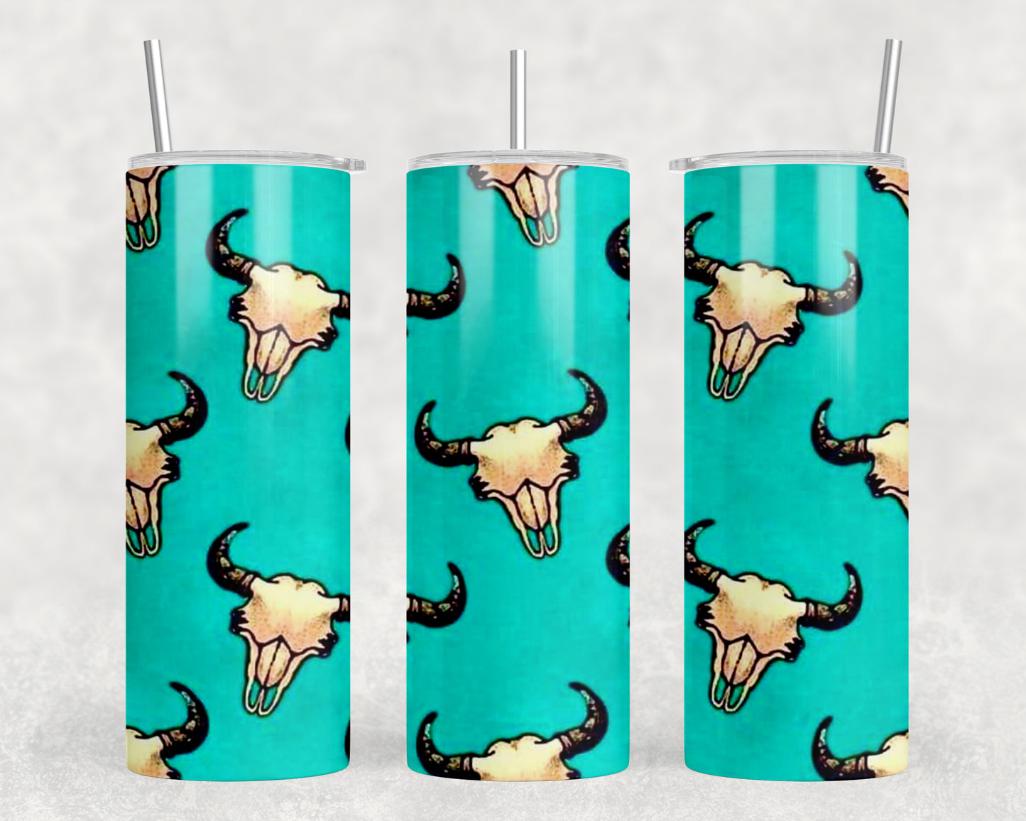 Western Turquoise Mini Skulls 20oz Skinny Tumbler - 1409