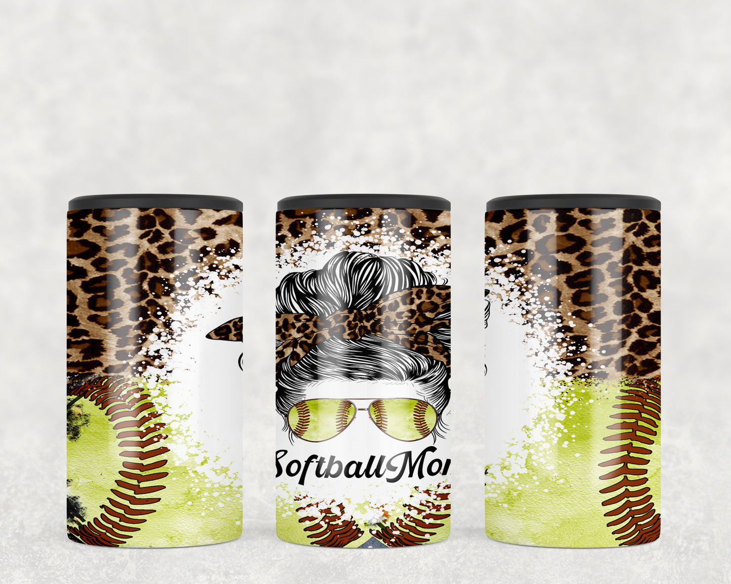 Leopard Print Softball Mom 5-in-1 Can Hugger Tumbler - 1410