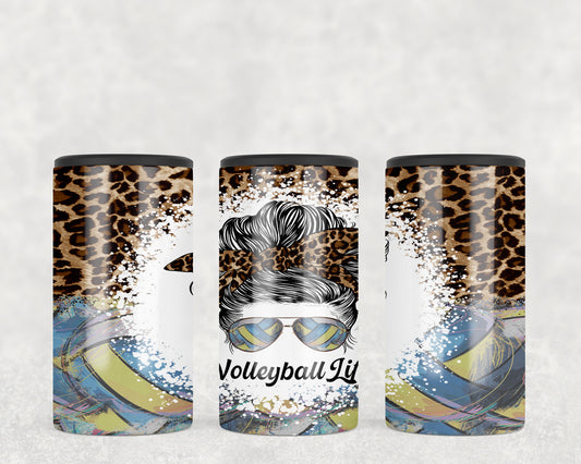 Leopard Print Volleyball Life 5-in-1 Can Hugger Tumbler - 1411