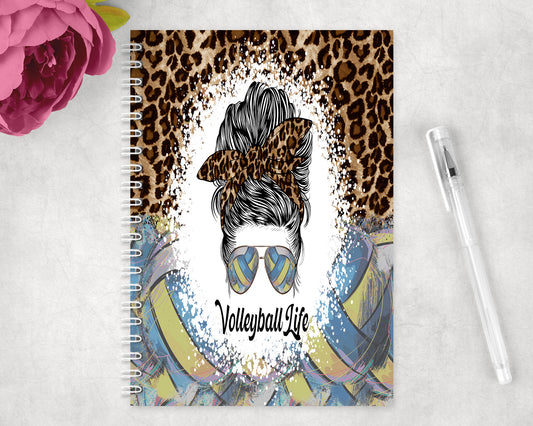 Leopard Print Volleyball Life Spiral Lined A5 Journal - 1411