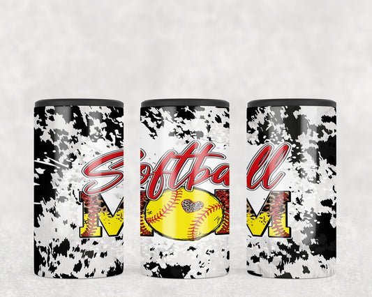 Printed Cowhide Softball Mom 5-in-1 Can Hugger Tumbler - 1417