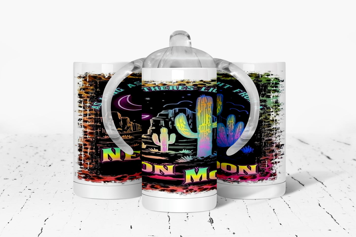 Country Music Neon Moon Kids Dual Lid Sippy Cup Tumbler - 1419