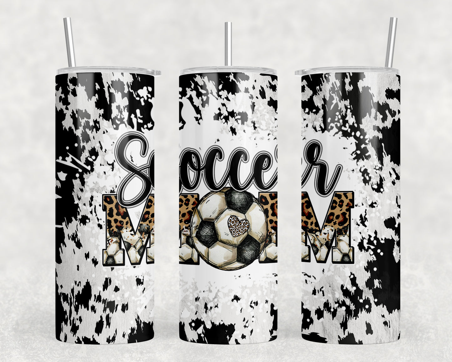 Printed Cowhide Soccer Mom  20oz Skinny Tumbler - 1420