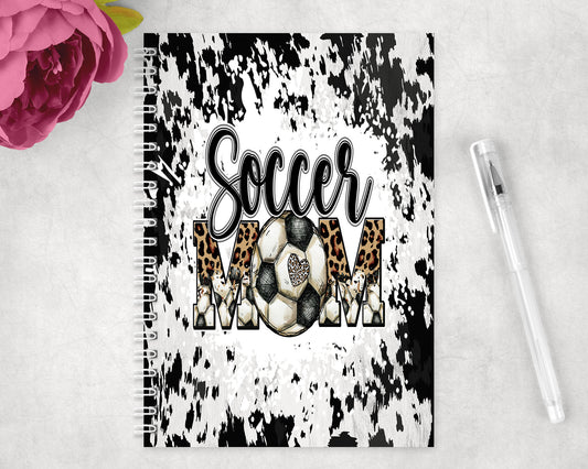 Printed Cowhide Soccer Mom  Spiral Lined A5 Journal - 1420