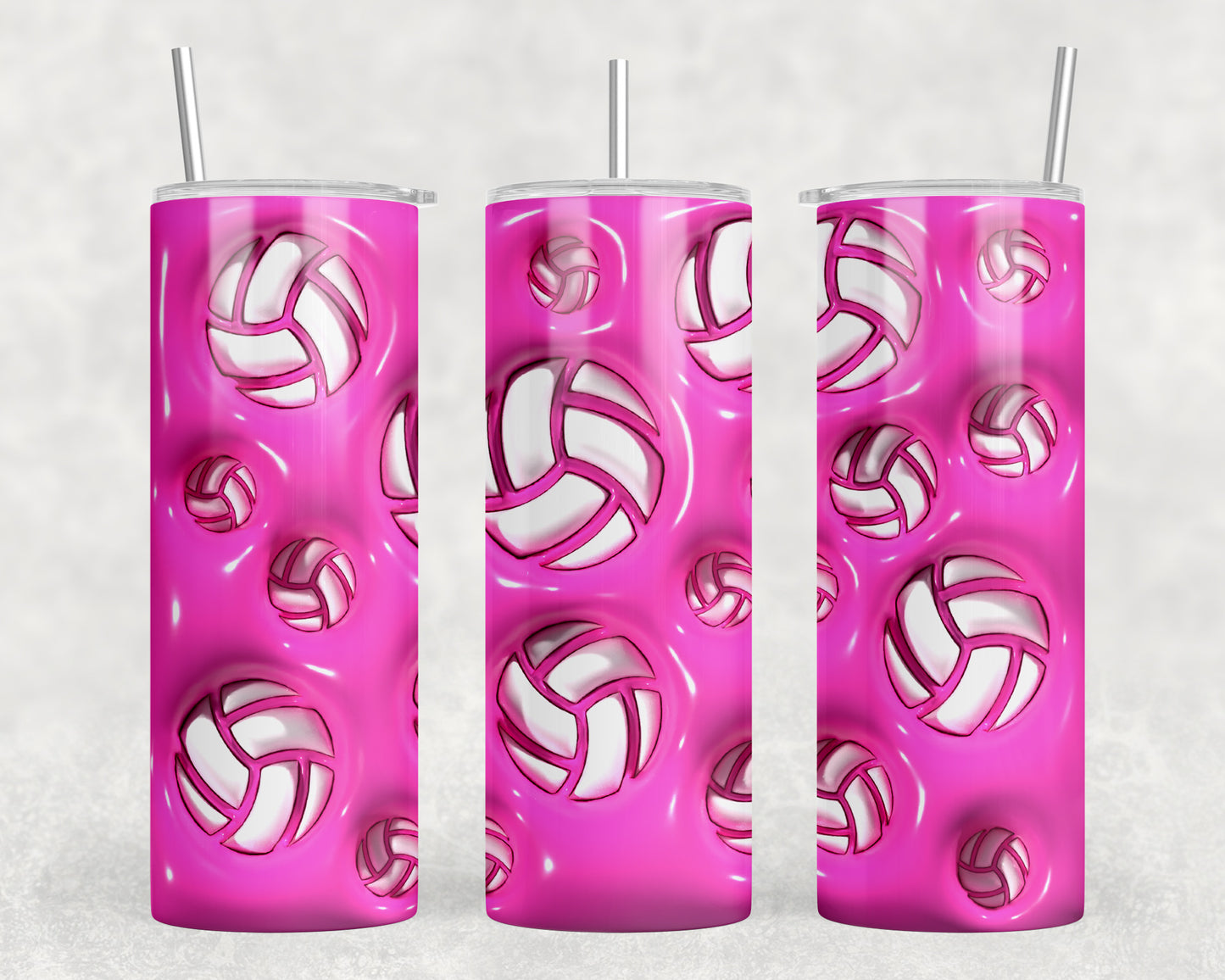 Pink Inflated Volleyball 20oz Skinny Tumbler - 1423