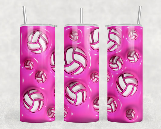 Pink Inflated Volleyball 20oz Skinny Tumbler - 1423