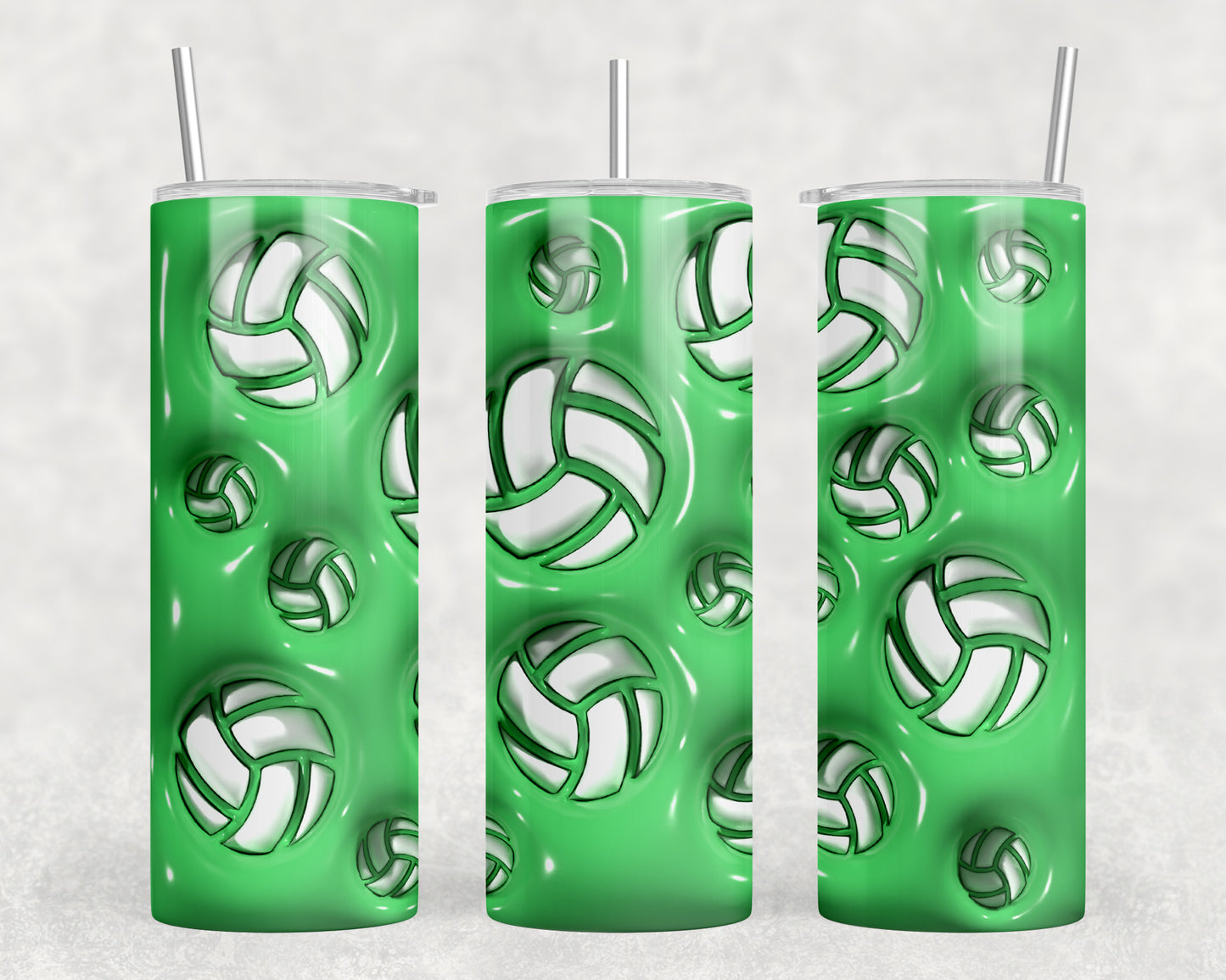 Green Inflated Volleyball 20oz Skinny Tumbler - 1424