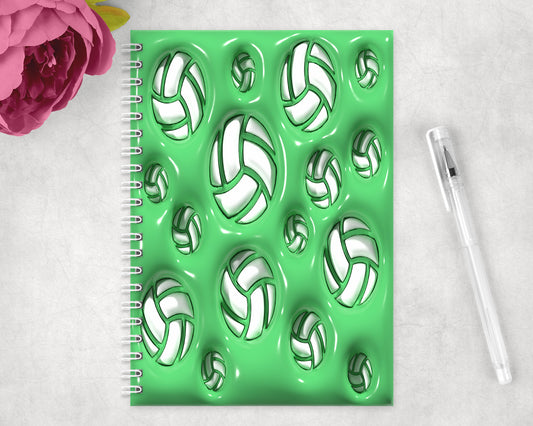 Green Inflated Volleyball Spiral Lined A5 Journal - 1424