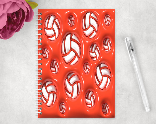 Red Inflated Volleyball Spiral Lined A5 Journal - 1425