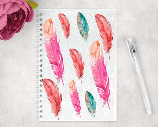 Feathers Spiral Lined A5 Journal - 1429