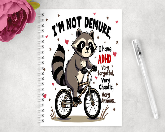 Demure Raccoon Spiral Lined A5 Journal - 142