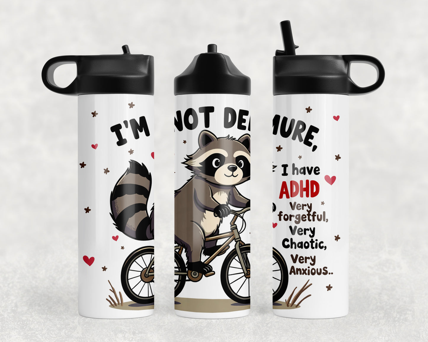 Demure Raccoon Water Bottle - 142