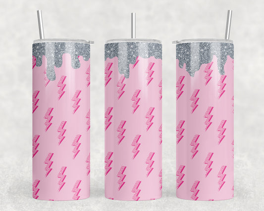 Pink Lightning Bolts 20oz Skinny Tumbler - 1434