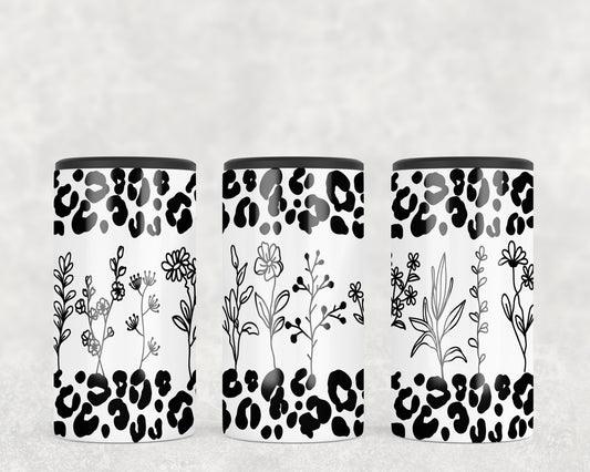 Leopard Print Flowers 5-in-1 Can Hugger Tumbler - 1436