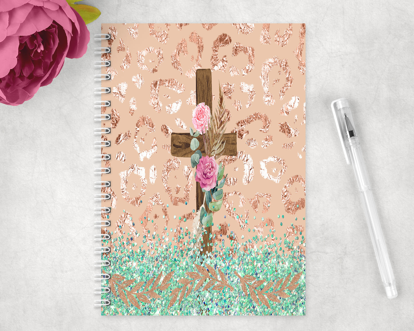 Pretty Cross Spiral Lined A5 Journal - 1441