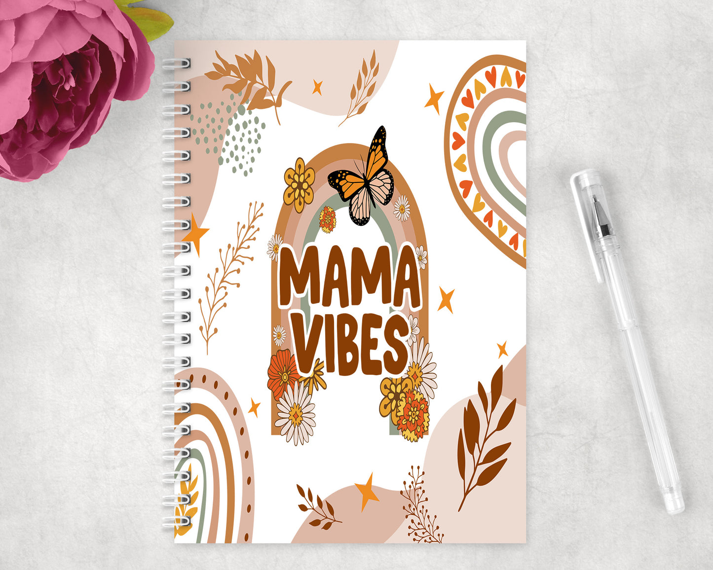 Boho Mama Vibes Spiral Lined A5 Journal - 1445