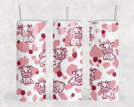 Pink Strawberry Cows 20oz Skinny Tumbler - 1449