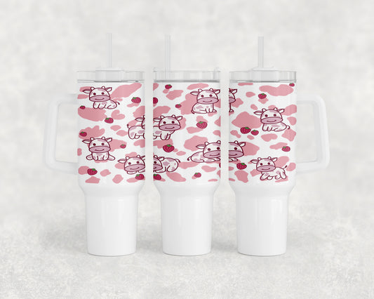 Pink Strawberry Cows 40oz Tumbler - 1449