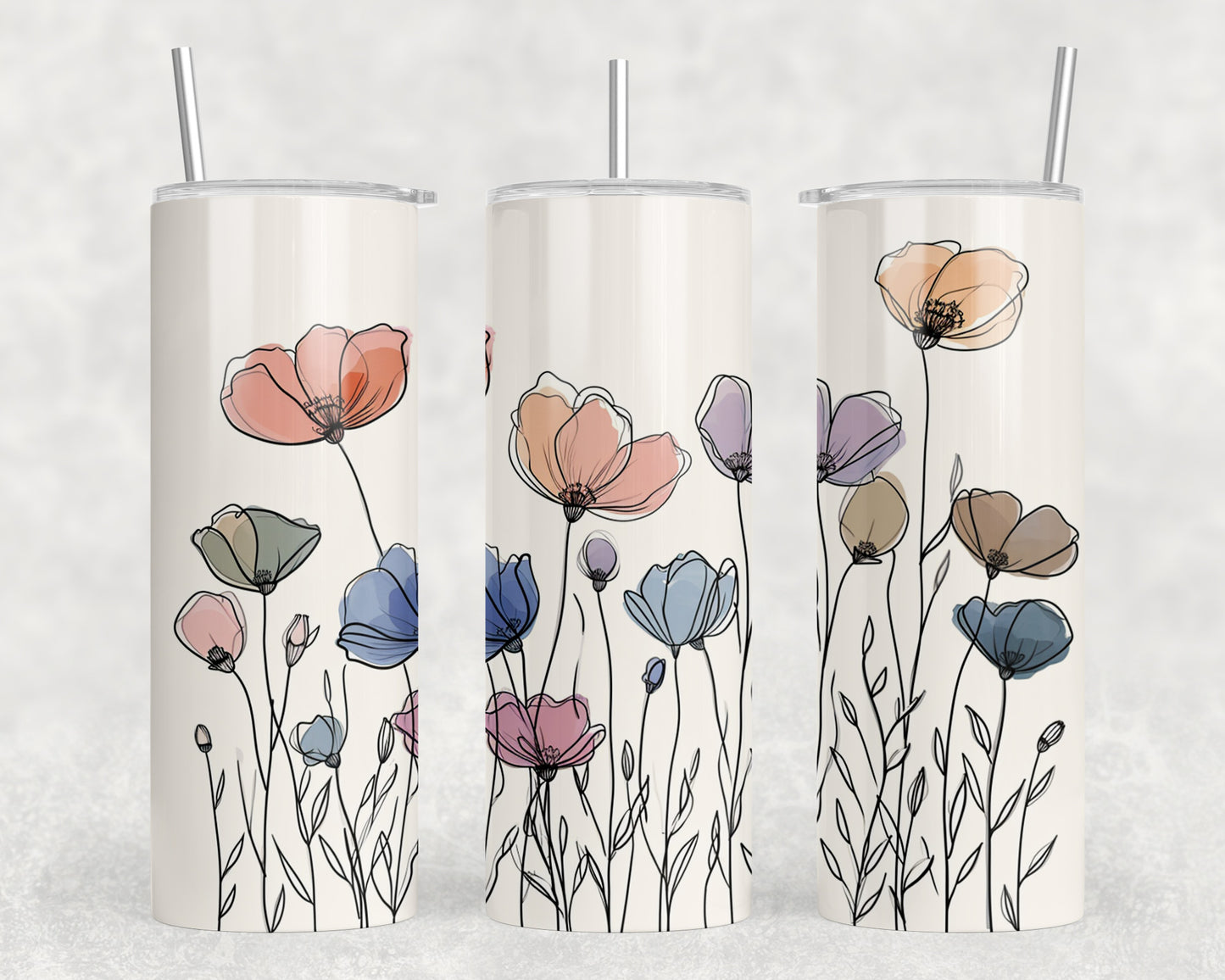 Line Art Flowers 20oz Skinny Tumbler - 144