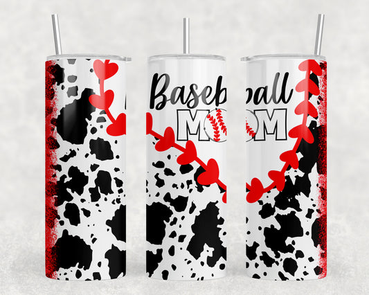 Printed Cowhide Baseball Mom 20oz Skinny Tumbler - 1450