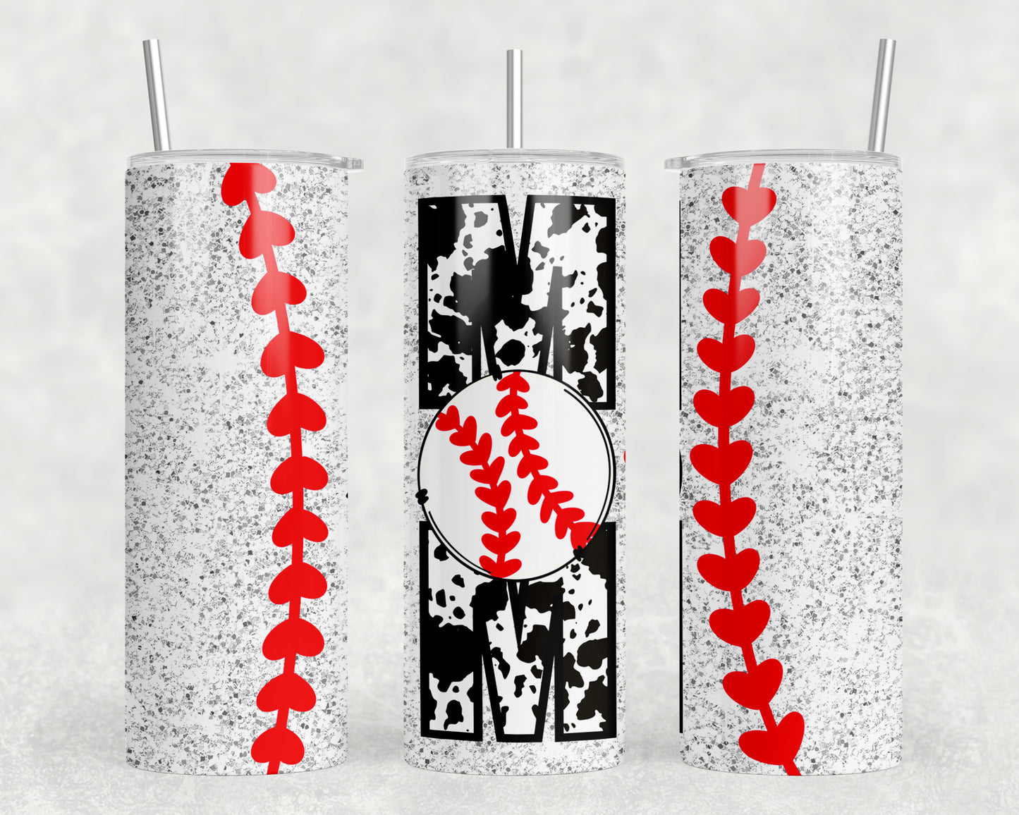 Printed Cowhide Baseball Mom 20oz Skinny Tumbler - 1457