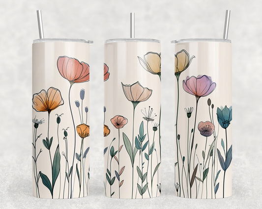 Line Art Flowers 20oz Skinny Tumbler - 146