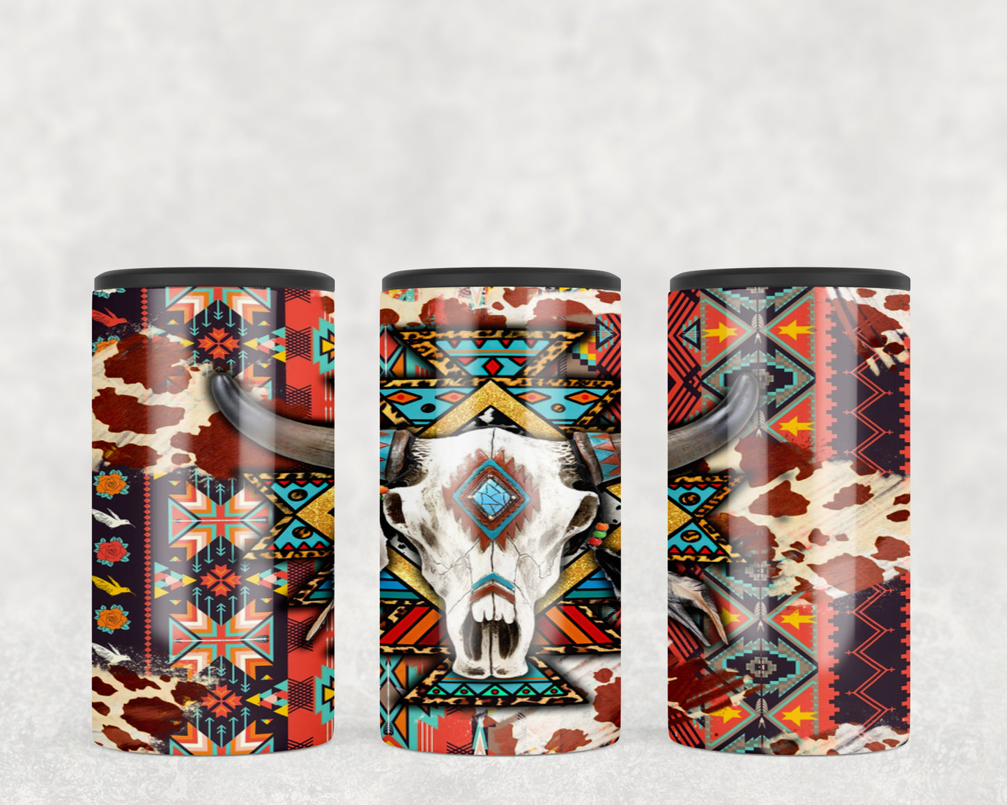 Western Aztec Skull 5-in-1 Can Hugger Tumbler - 1477