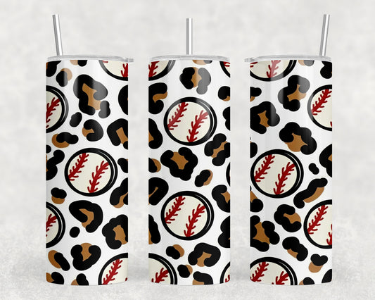 Leopard Print Baseball 20oz Skinny Tumbler - 1488