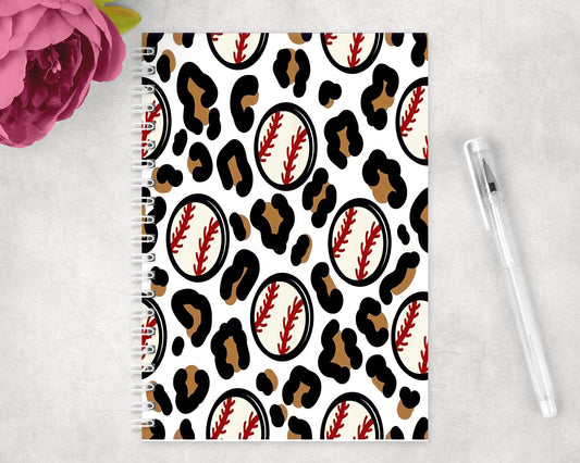 Leopard Print Baseball Spiral Lined A5 Journal - 1488