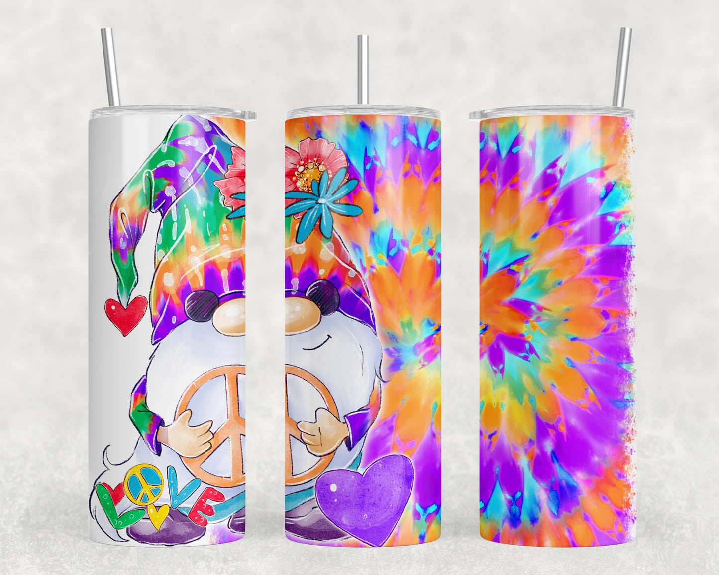 Tie Dye Gnome 20oz Skinny Tumbler - 1491