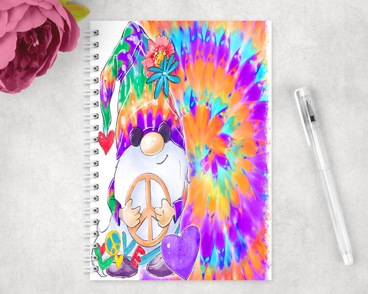 Tie Dye Gnome Spiral Lined A5 Journal - 1491